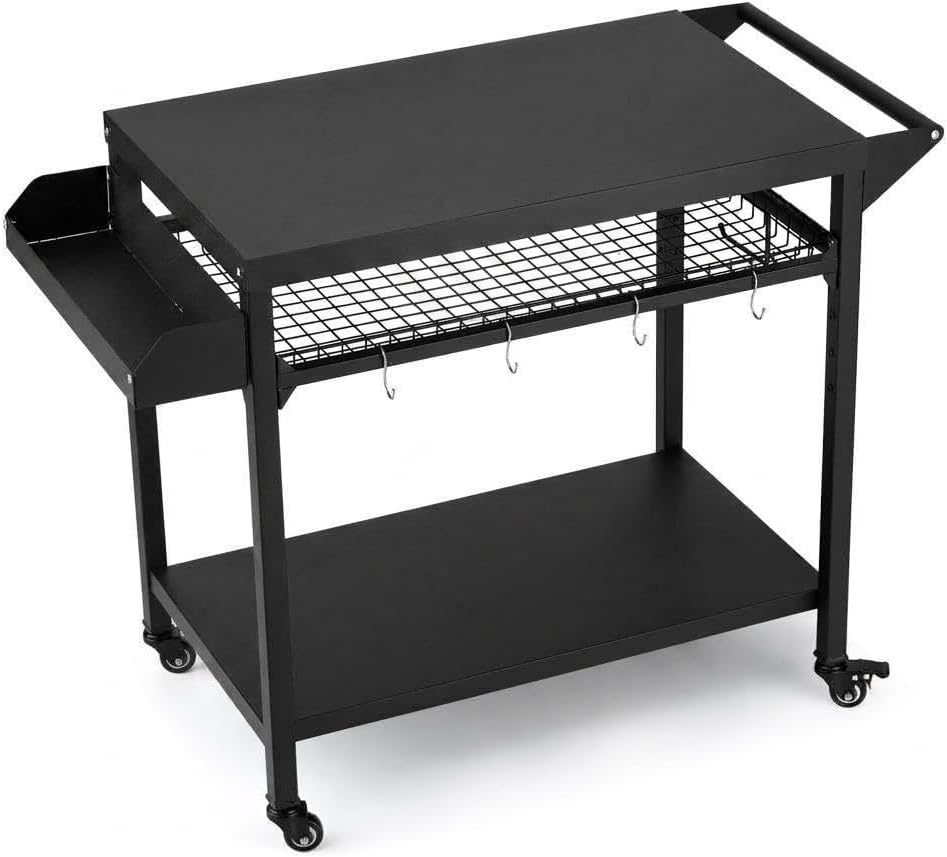 Rolling Metal Outdoor BBQ Grill Cart