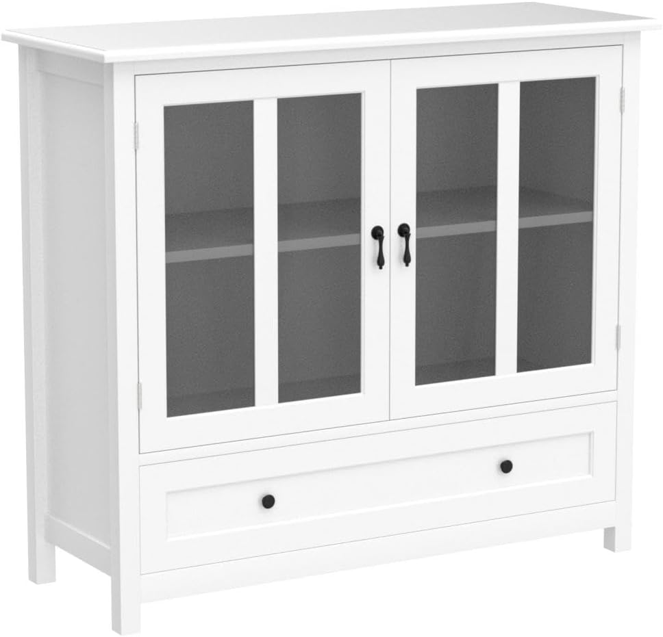 White Glass Door Storage Sideboard