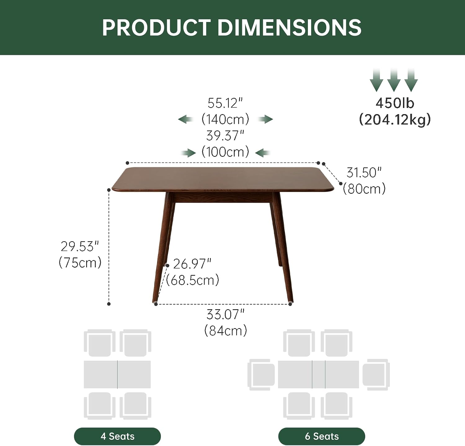 Walnut Oak Extendable Dining Table Set with 4 Cushioned Chairs
