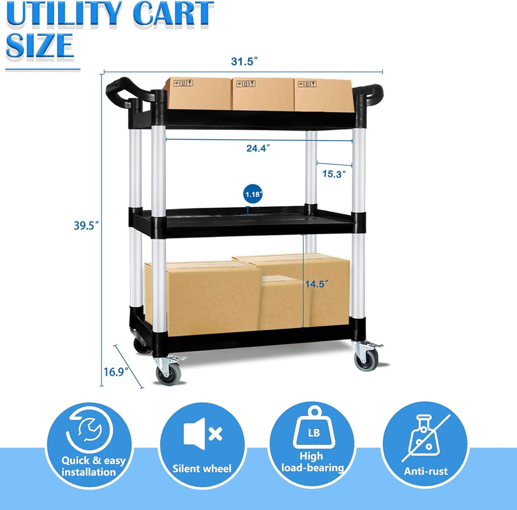 3-Tier Rolling Plastic Utility Cart