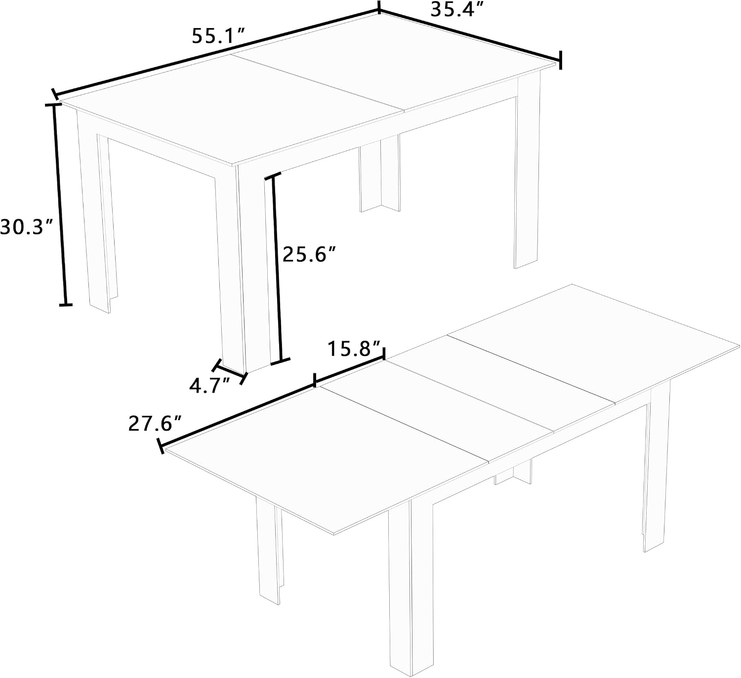 Oak Rectangular Slide-Out Leaf Extendable Dining Table