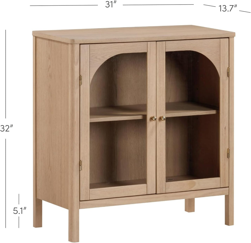 Raw Oak Modern Farmhouse Glass Door Sideboard