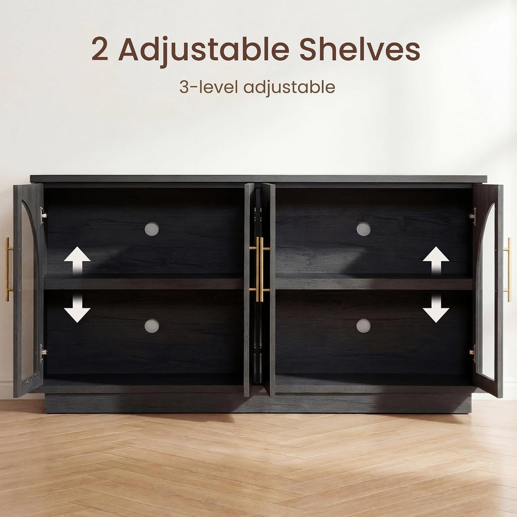 Black Grey Arched Glass Sideboard