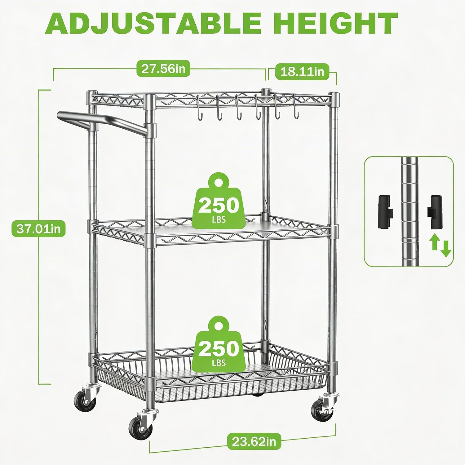 3-Tier Heavy-Duty Metal Rolling Utility CartWayfair