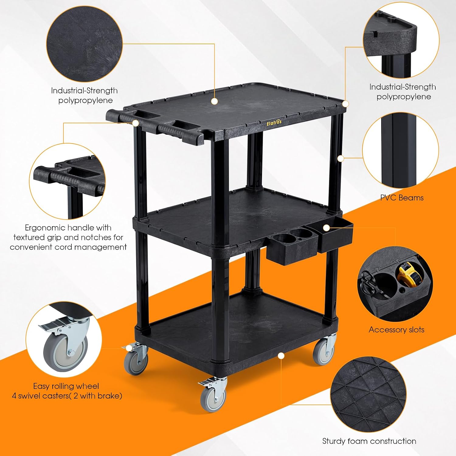 3-Tier Heavy Duty Rolling Utility Cart