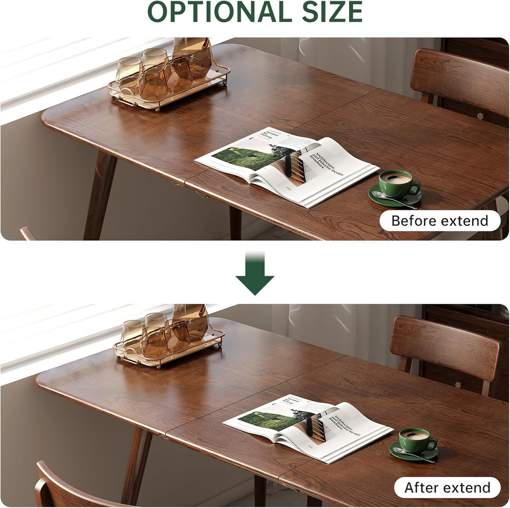Walnut Oak Extendable Dining Table Set with 4 Cushioned Chairs