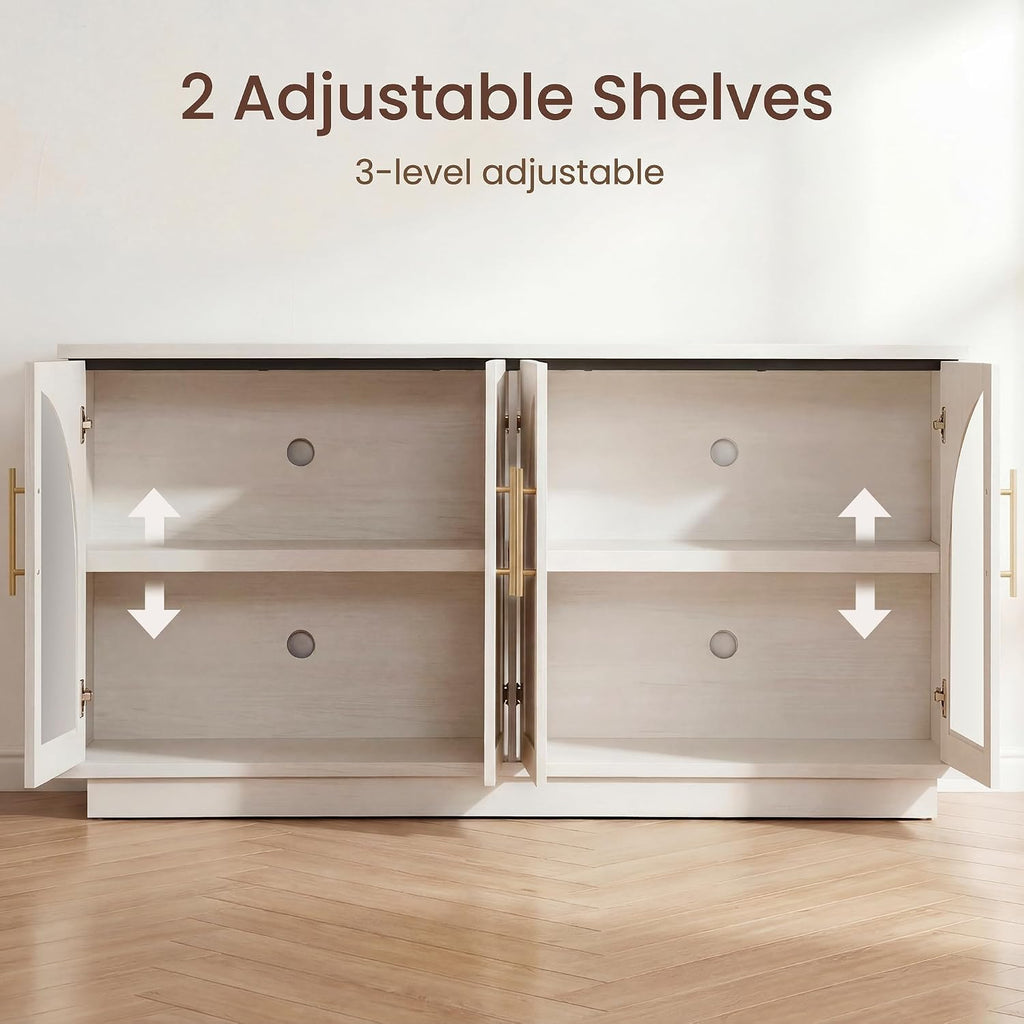 White Arched Glass Storage Sideboard