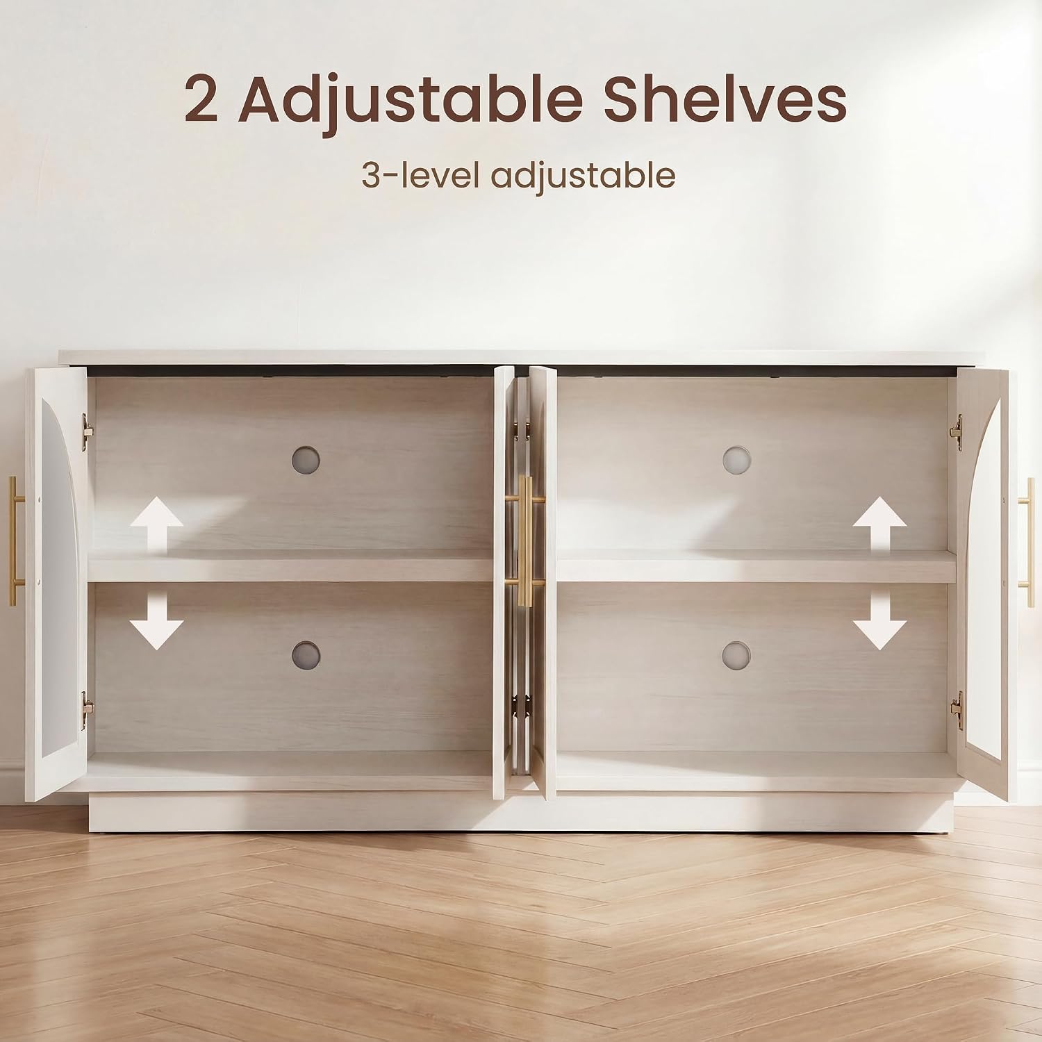 White Arched Glass Storage Sideboard