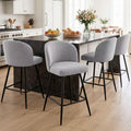 Gray Linen Swivel Stools Set 4