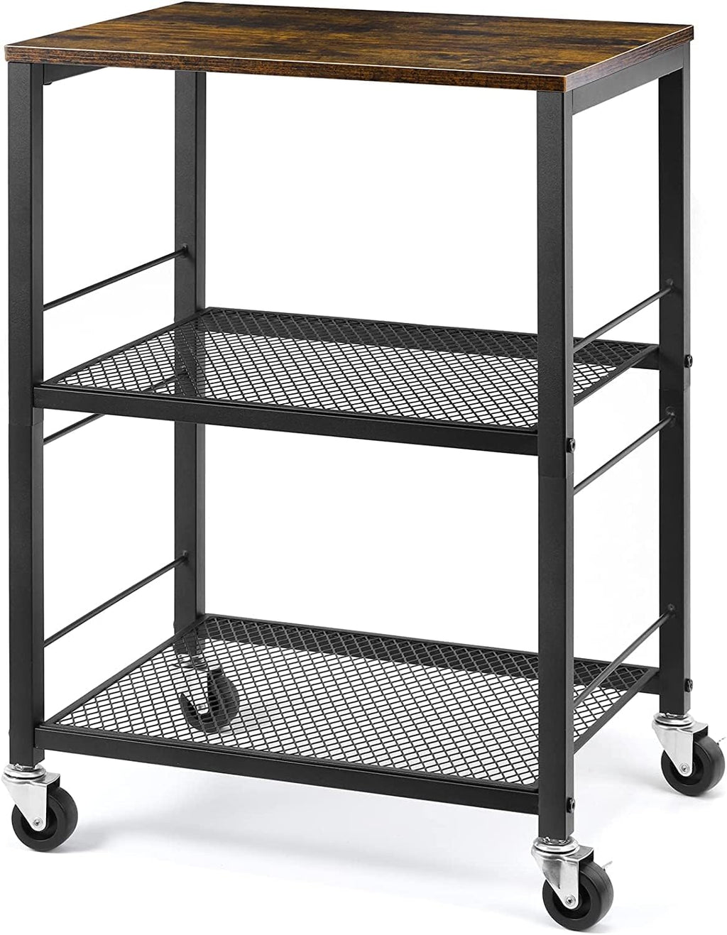 Brown 3-Tier Multifunctional Rolling Cart