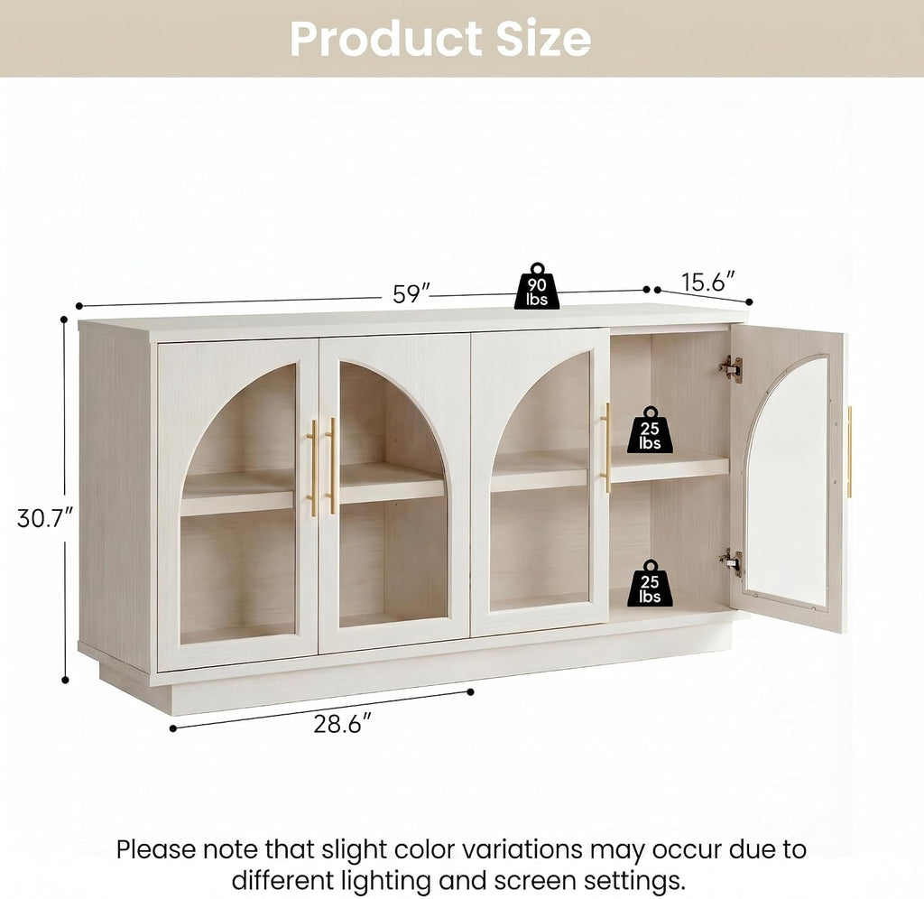 White Arched Glass Storage Sideboard