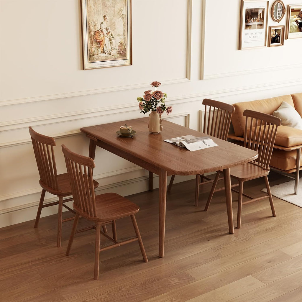 Walnut 3-in-1 Solid Wood Extendable Dining Table