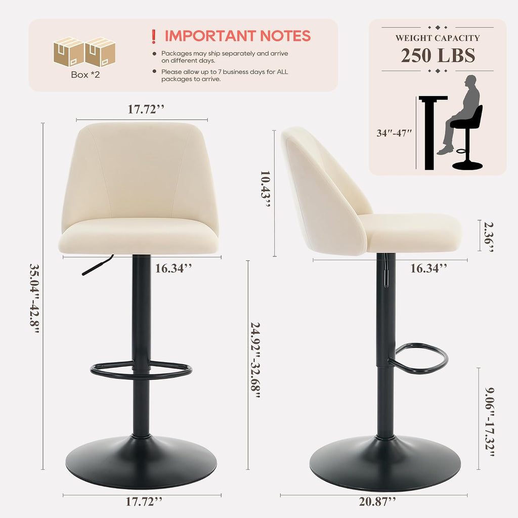 Beige Adjustable Swivel Stools Set 4