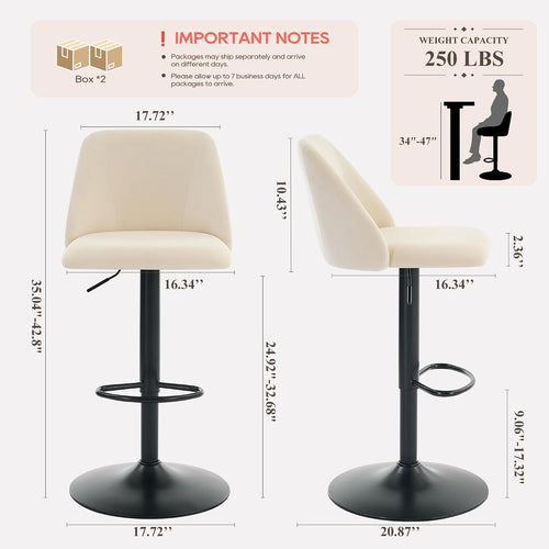Beige Adjustable Swivel Stools Set 4