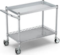 Silver 2-Tier Large Rolling Tool Cart