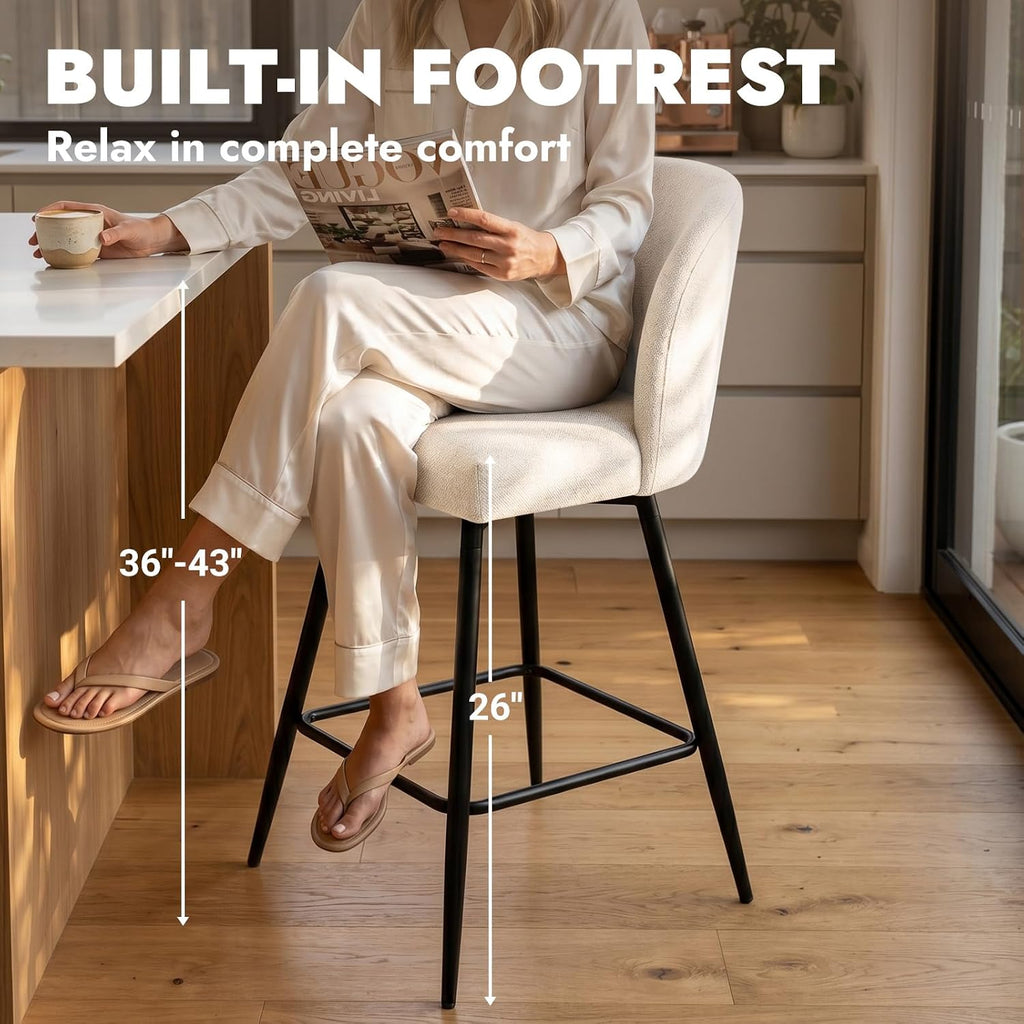Beige Linen Swivel Stools Set 4