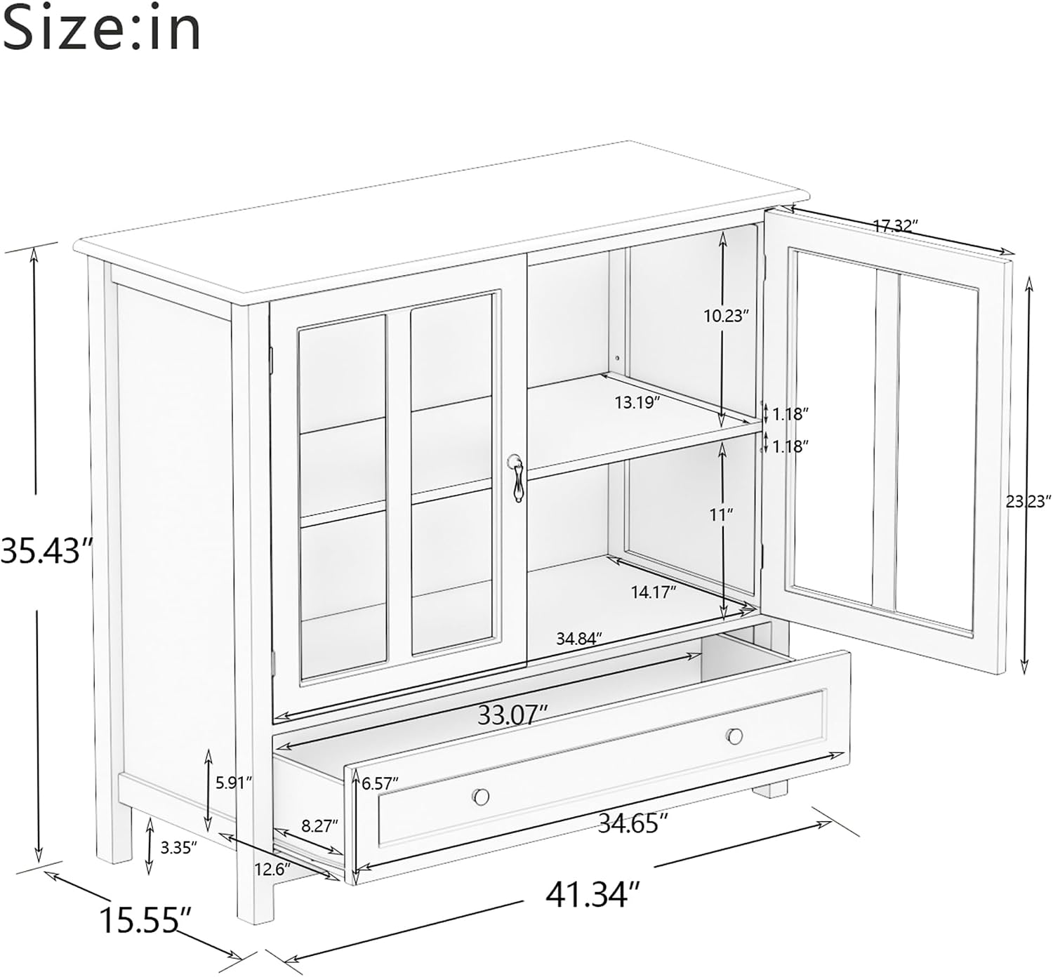 White Glass Door Storage Sideboard