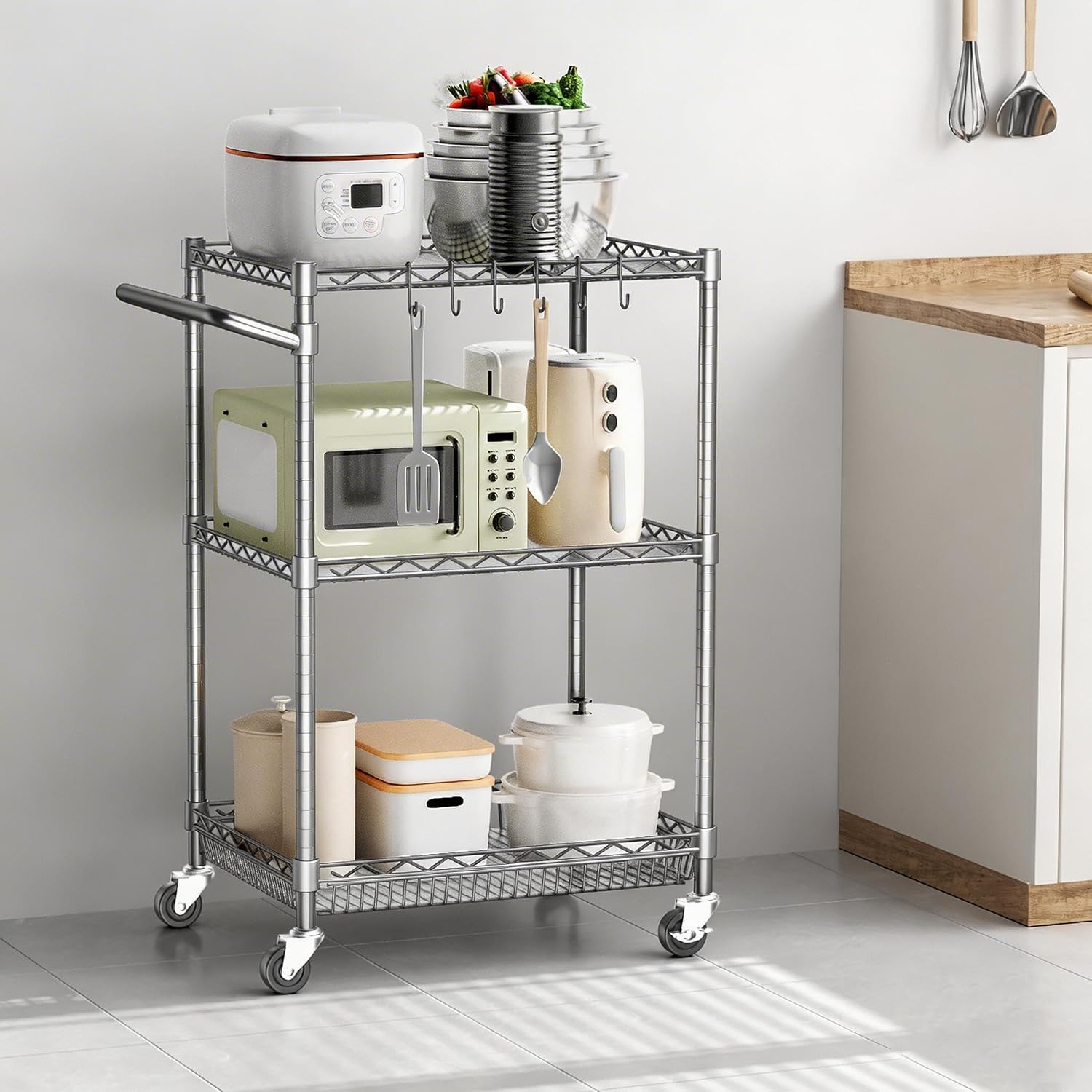 3-Tier Heavy-Duty Metal Rolling Utility CartWayfair