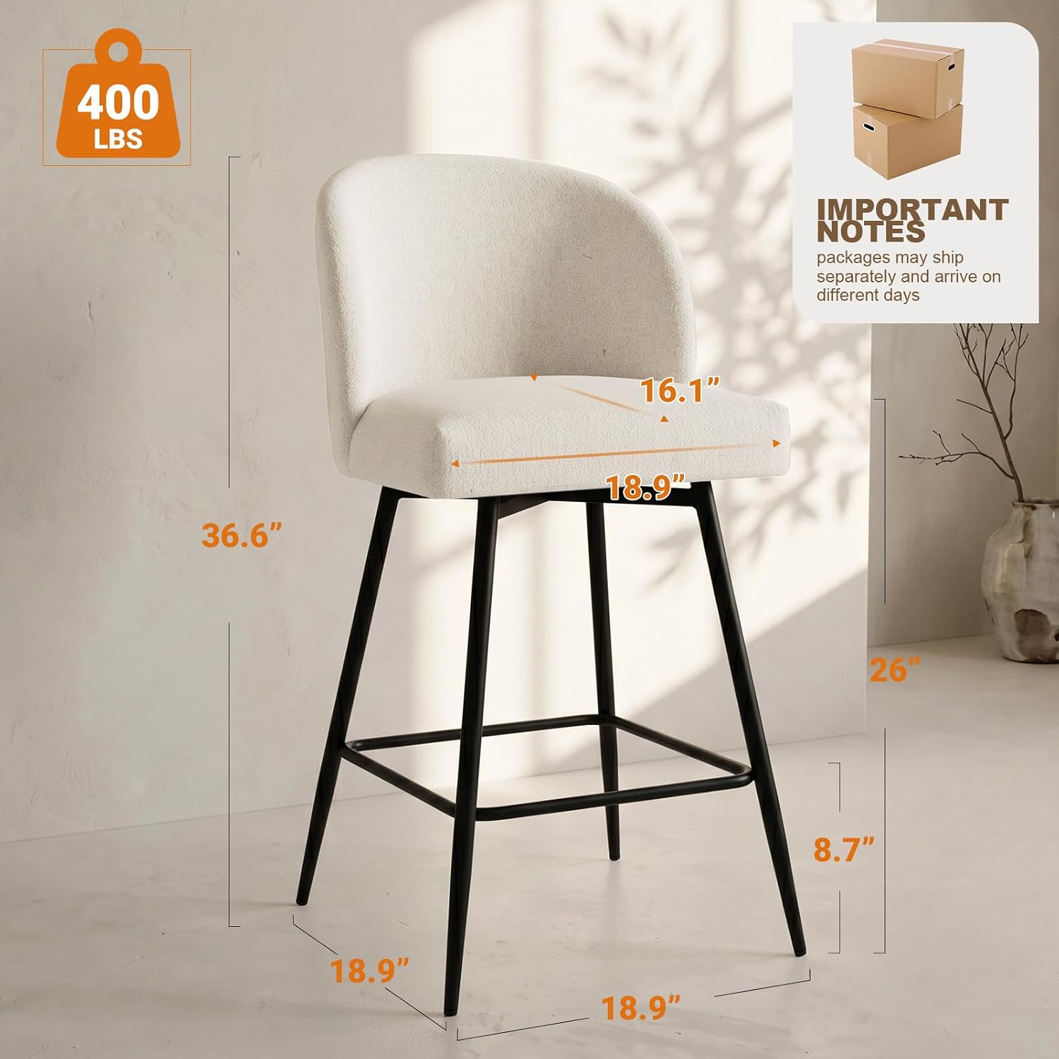 Beige Linen Swivel Stools Set 4