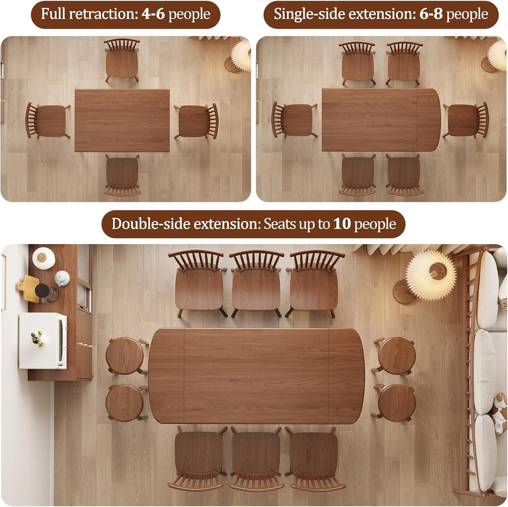 Walnut 3-in-1 Solid Wood Extendable Dining Table