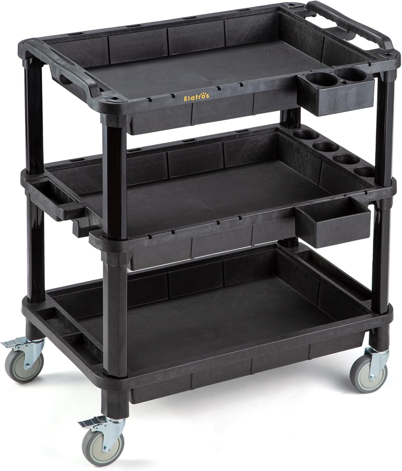3-Tier Industrial Plastic Rolling Utility Cart