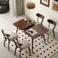 Walnut Oak Extendable Dining Table Set with 4 Cushioned Chairs