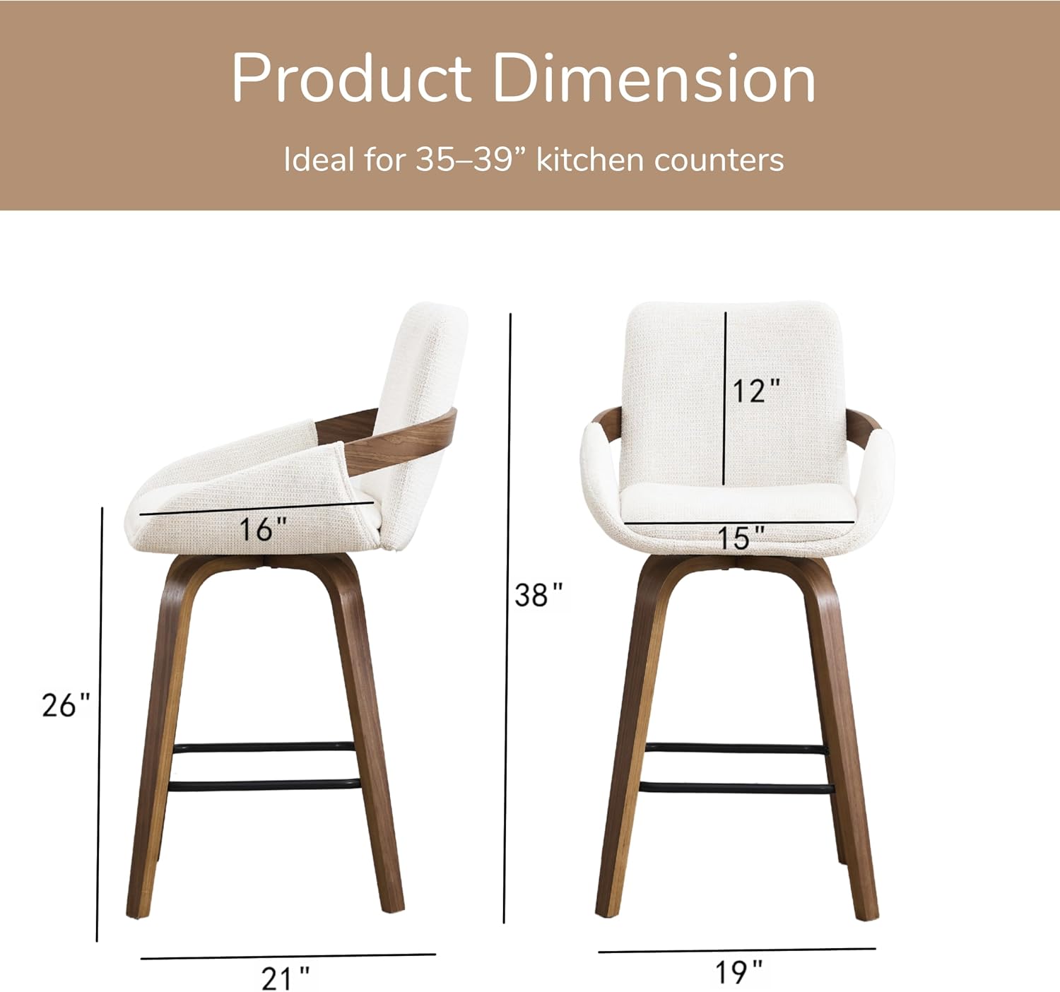 Beige Bentwood Swivel Stools Set 2