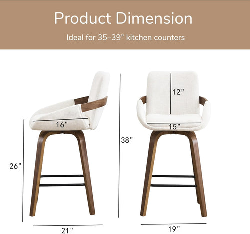 Beige Bentwood Swivel Stools Set 2