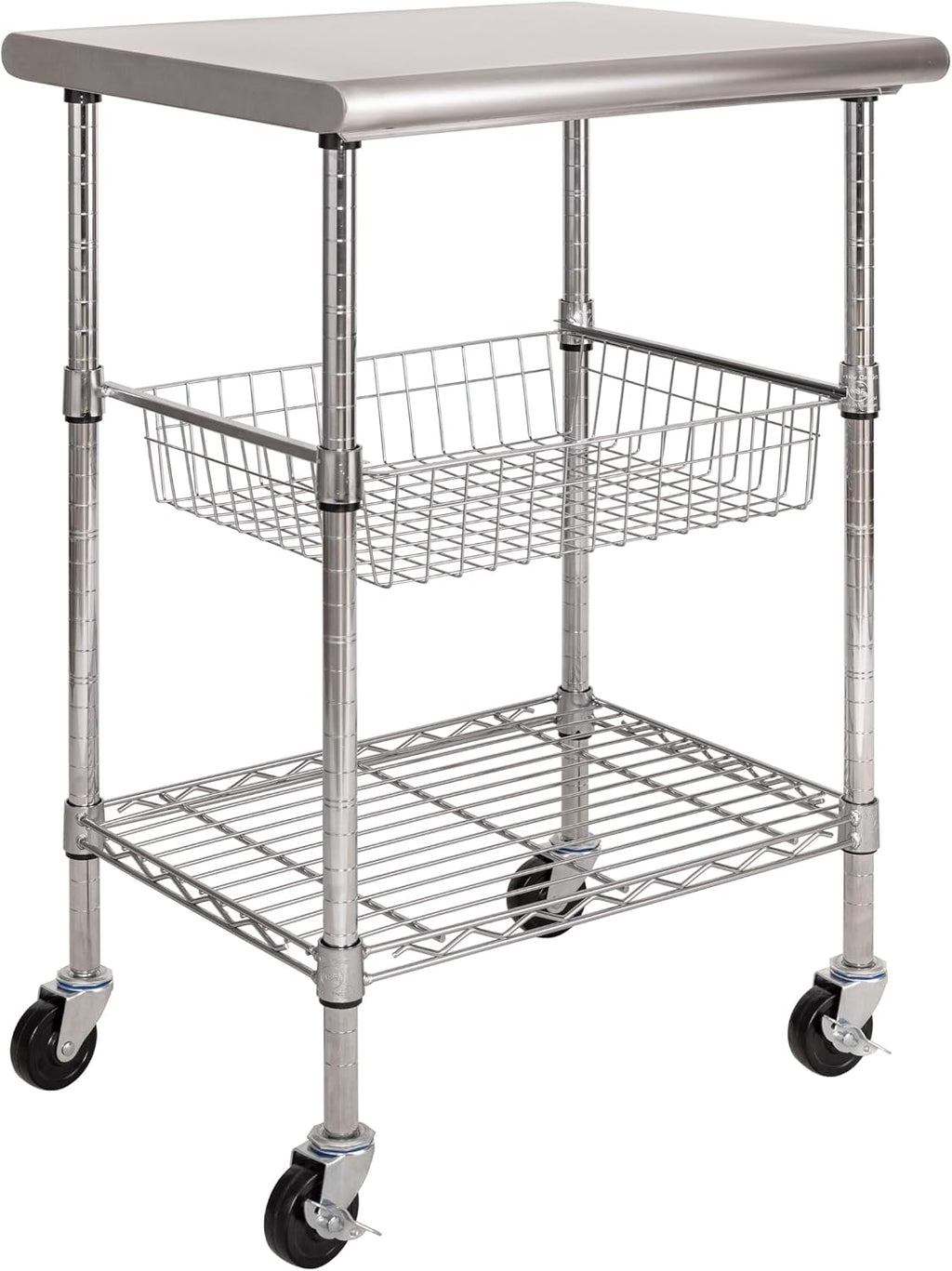 Stainless Steel Rolling Prep Table Cart