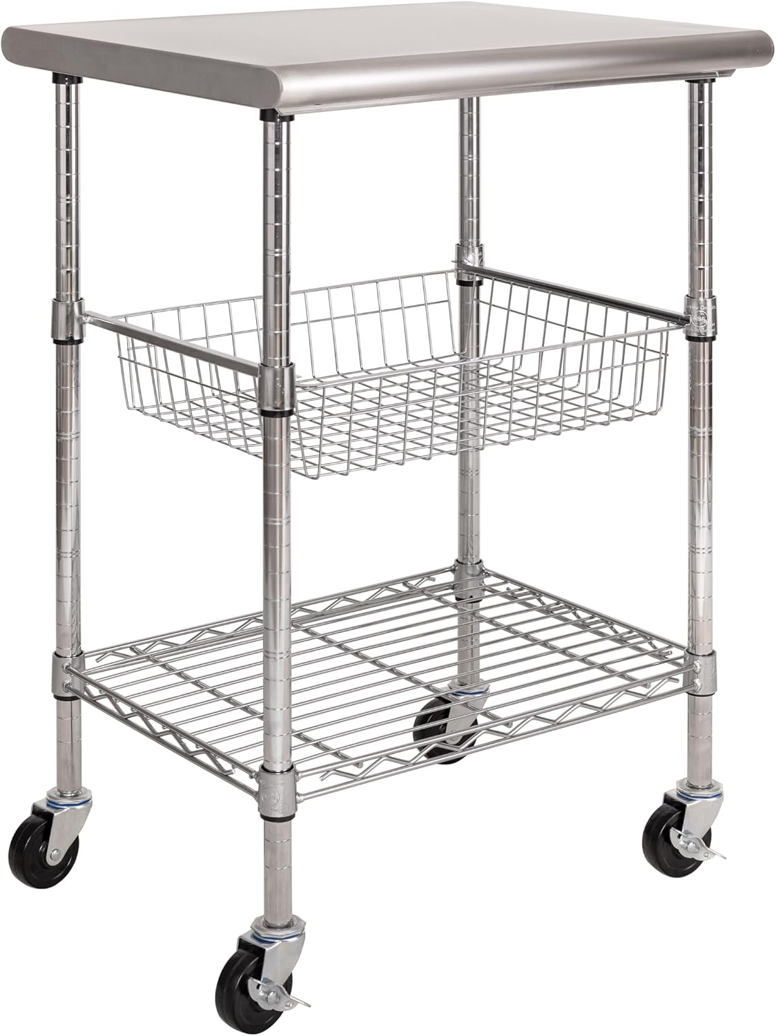 Stainless Steel Rolling Prep Table Cart