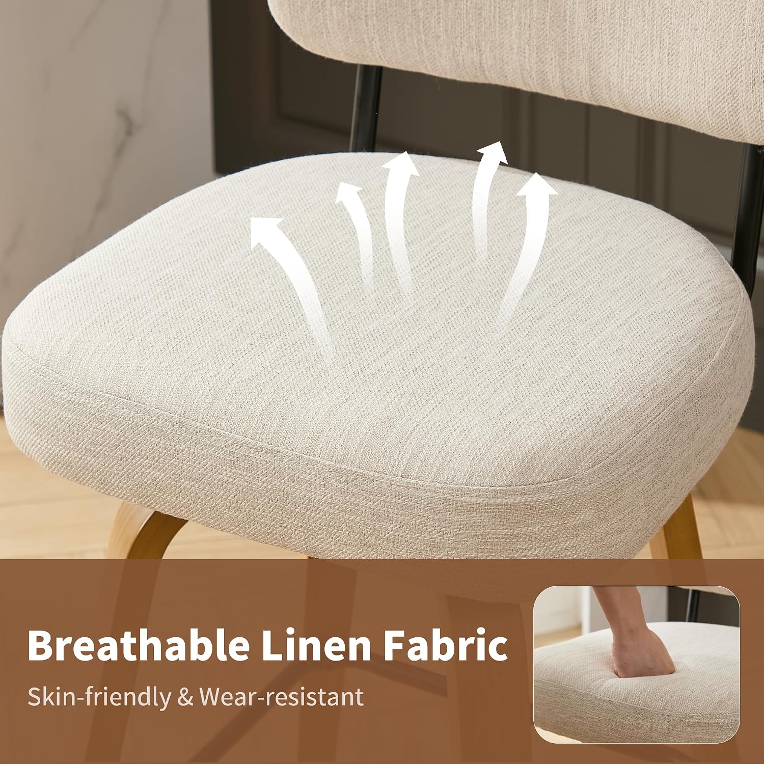 Beige Linen Swivel Stools Set 3