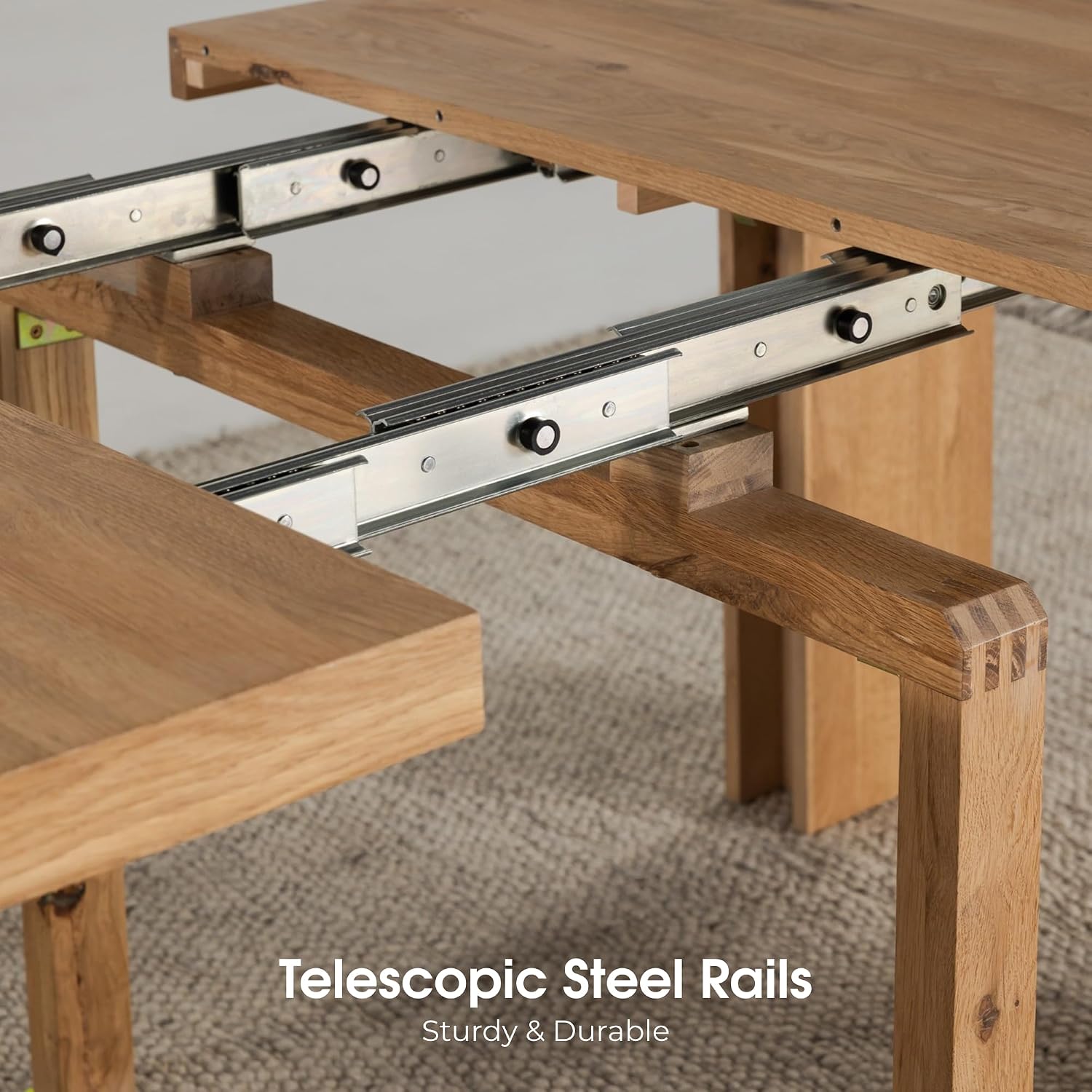 Oak Extendable Dining Table with 2 Benches