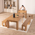 Oak Extendable Dining Table with 2 Benches