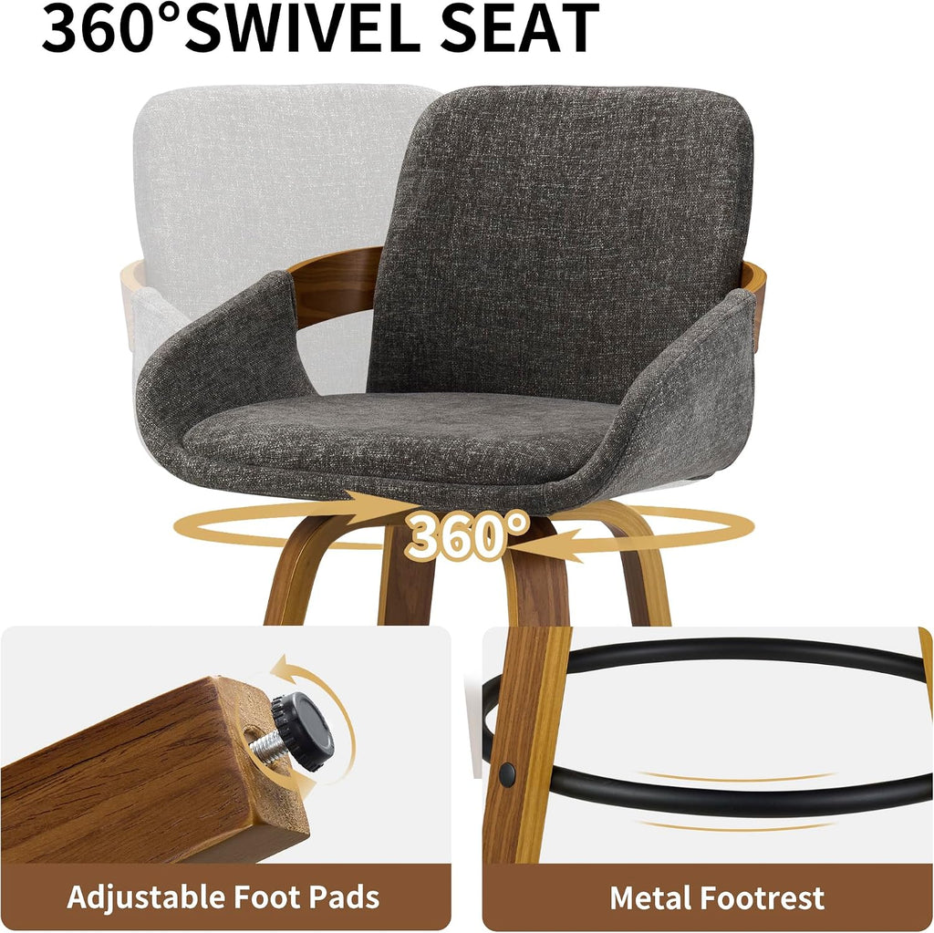 Charcoal Swivel Wood Stools Set 2