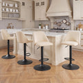 Beige Adjustable Swivel Stools Set 4
