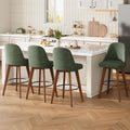 Green Linen Swivel Stools Set 4
