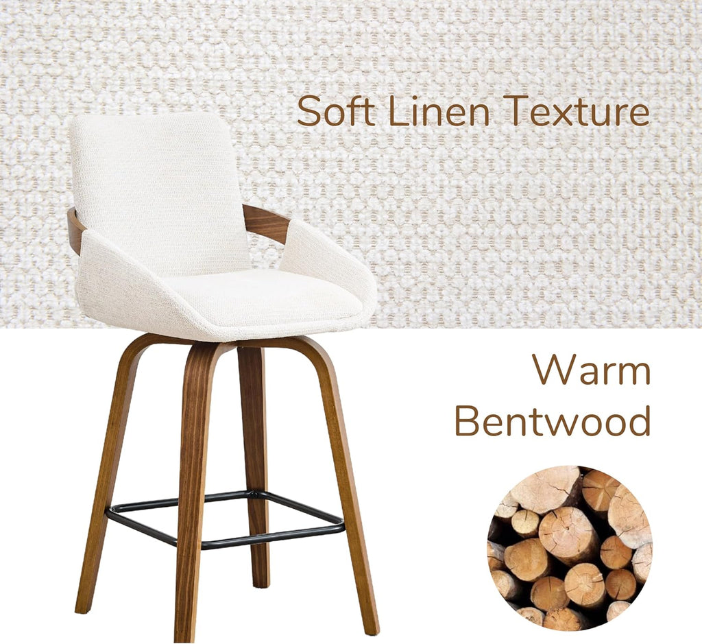 Beige Bentwood Swivel Stools Set 2