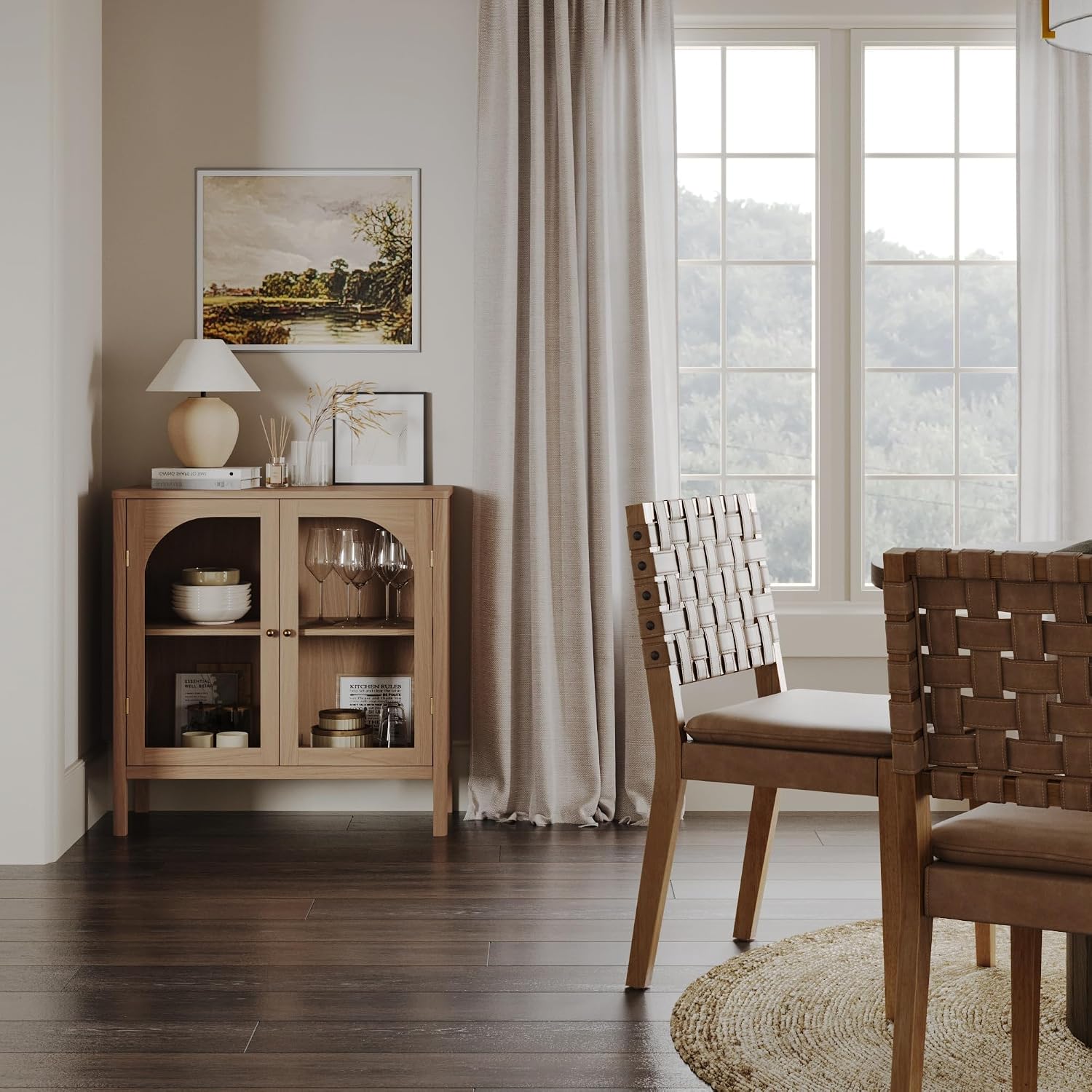 Raw Oak Modern Farmhouse Glass Door Sideboard