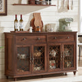 Brown Farmhouse Glass Door Sideboard Cabinet