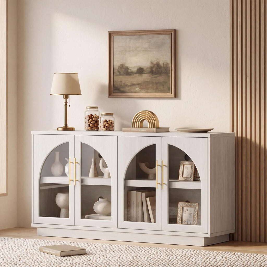 White Arched Glass Storage Sideboard