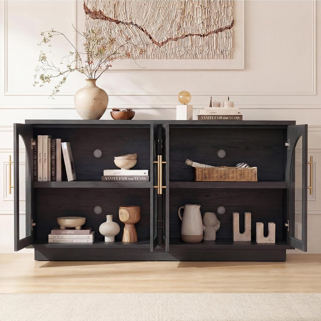 Black Grey Arched Glass Sideboard