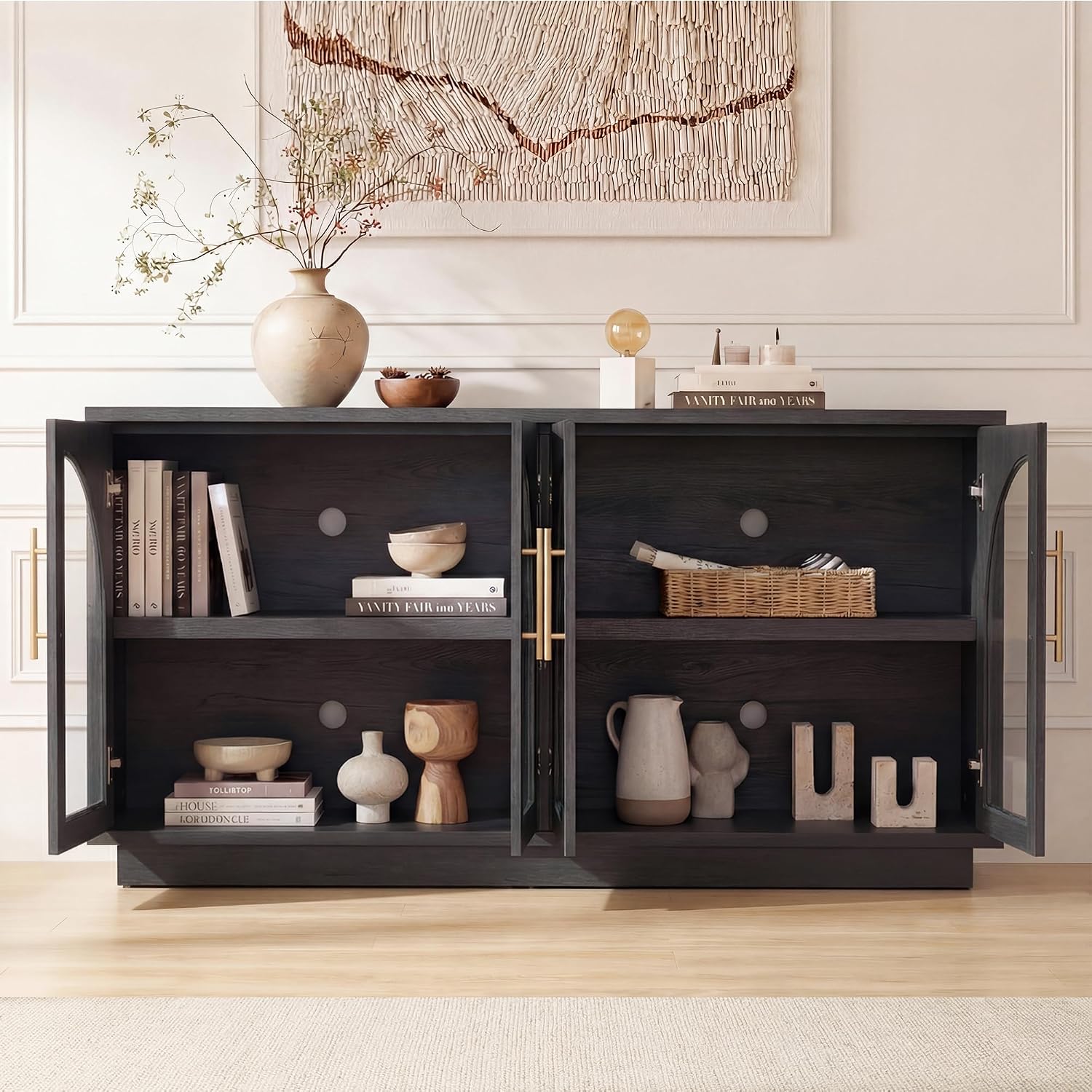 Black Grey Arched Glass Sideboard