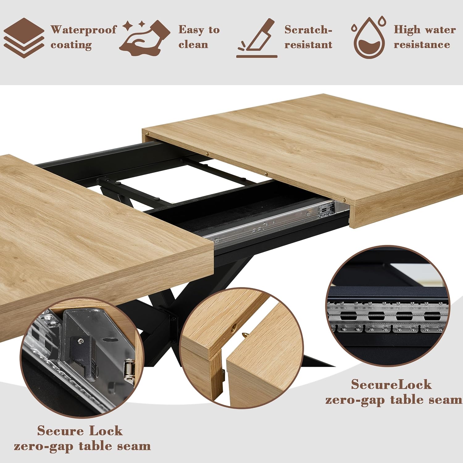 Oak Farmhouse Extendable Dining Table