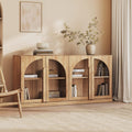 Camel Arched Glass Door Sideboard Buffet Cabinet