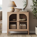 Raw Oak Modern Farmhouse Glass Door Sideboard