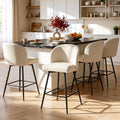 Beige Linen Swivel Stools Set 4
