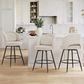 Linen Swivel Metal Stools Set 3