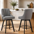 Dark Gray Wood Swivel Stools Set 2
