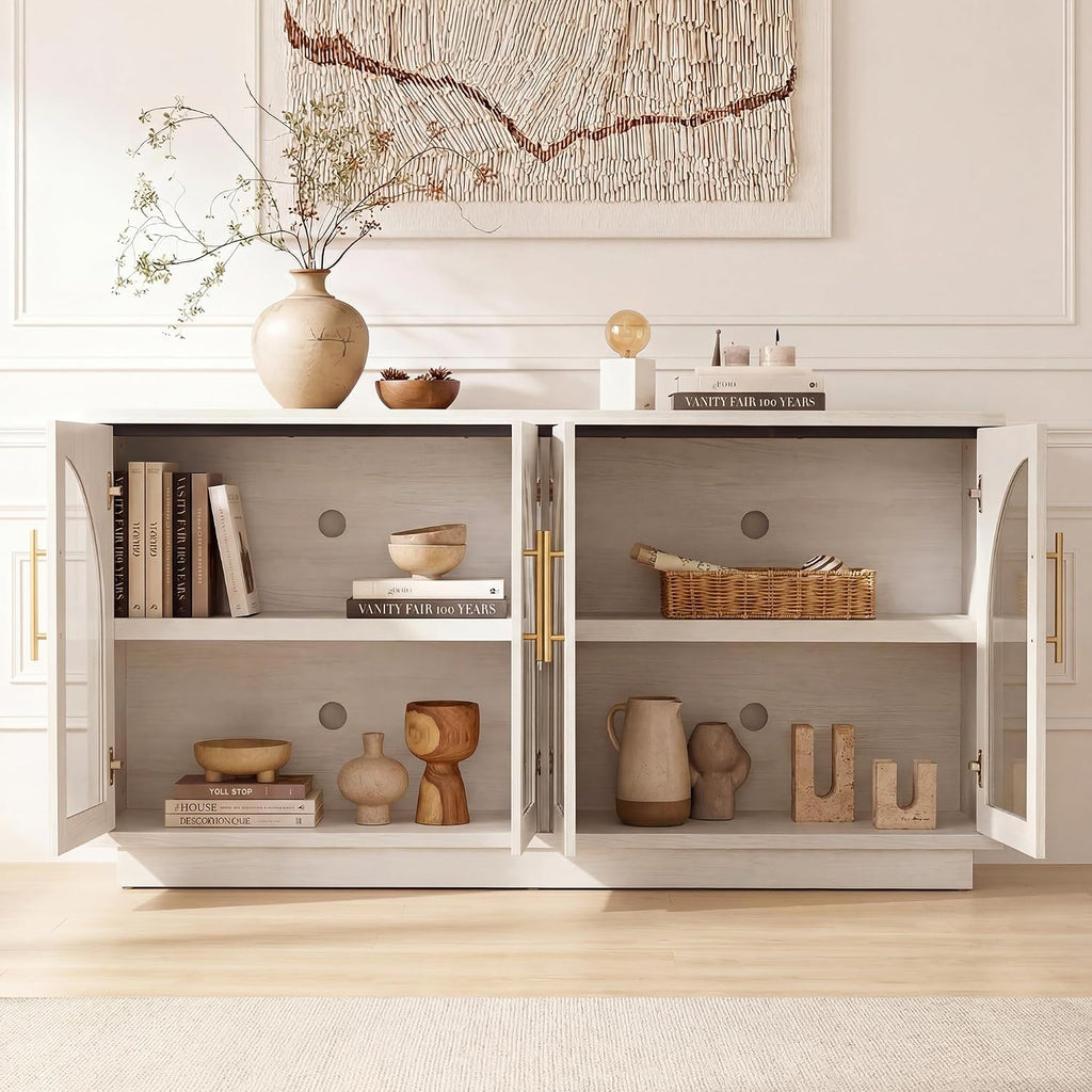 White Arched Glass Storage Sideboard