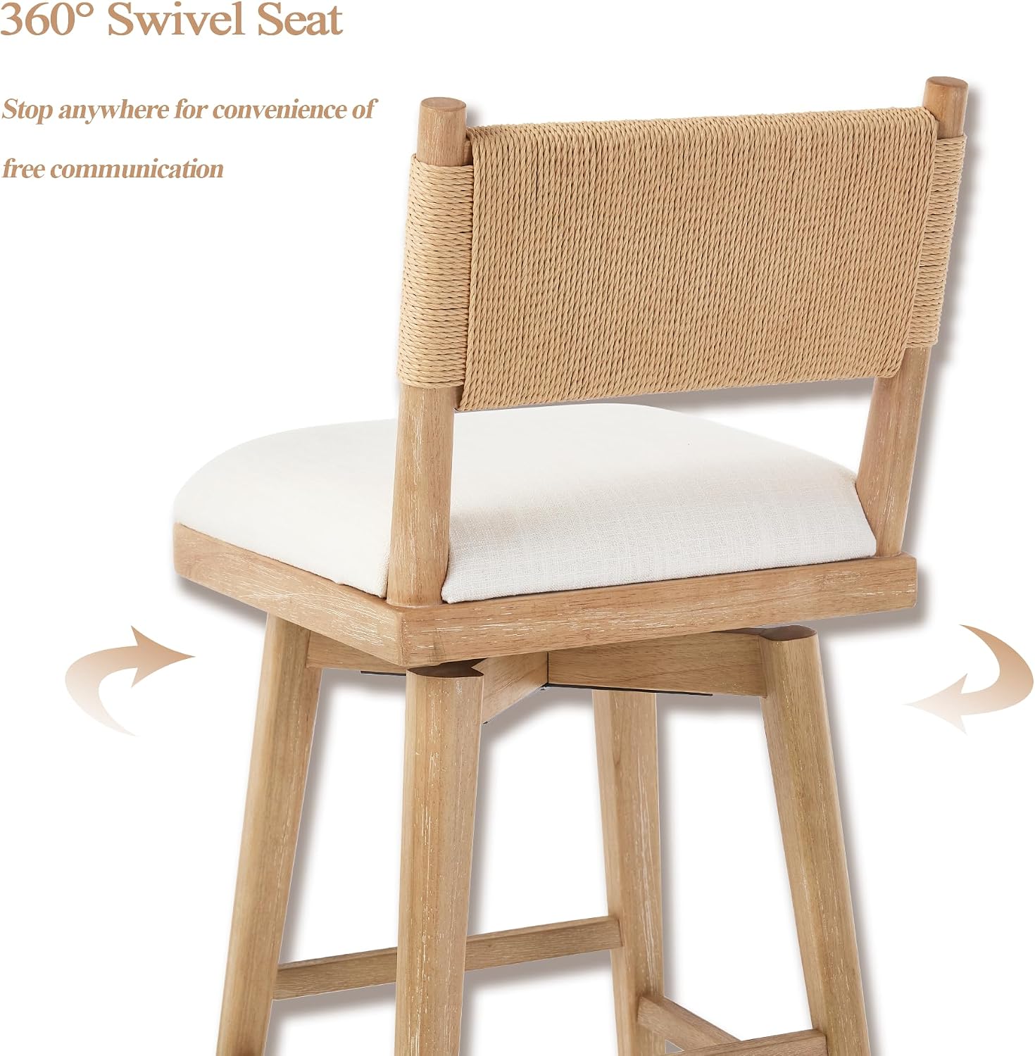 Beige Rope Swivel Stools Set 2